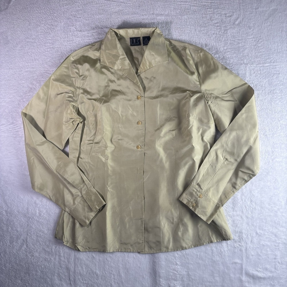 VTG Y2K INC International Concepts‎ Green Collared Long Sleeve Top Women's 12